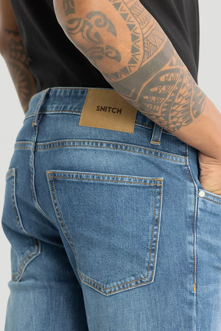 Slick Blue Plain Slim Fit Jeans