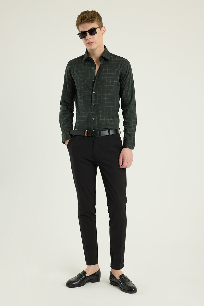 Dark Green Checks Slim Fit Shirt