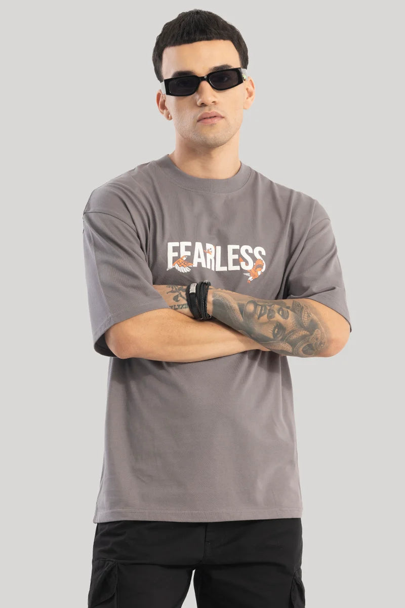 Fearless Grey Oversized T-Shirt