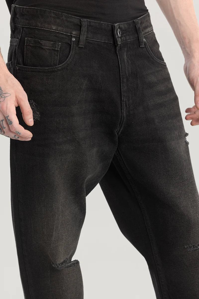 Rosal Black Plain Baggy Fit Jeans