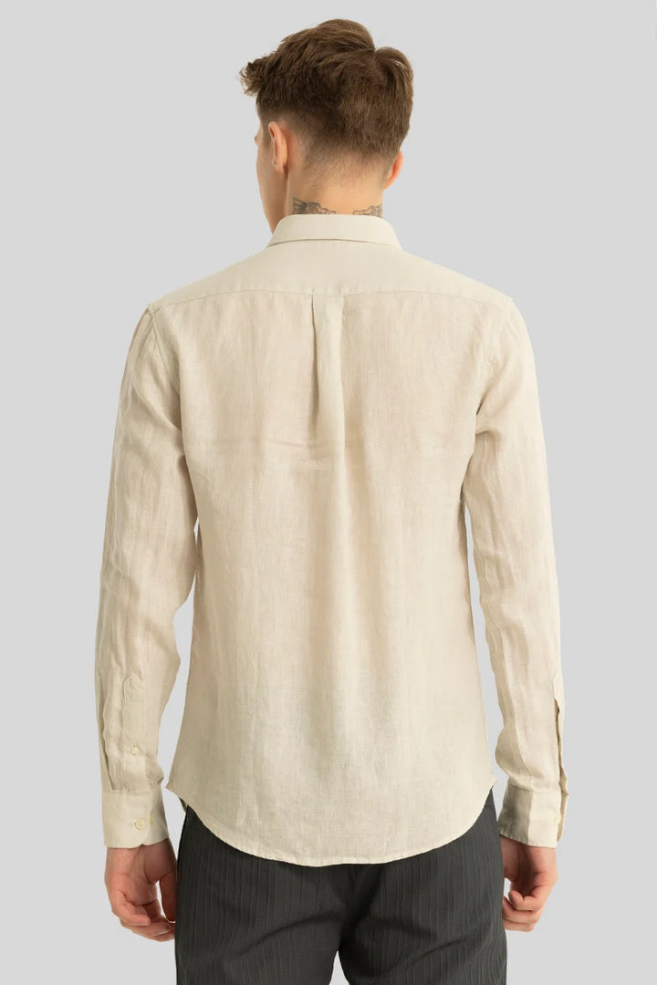 Elementary Cream Plain Pure Linen Shirt