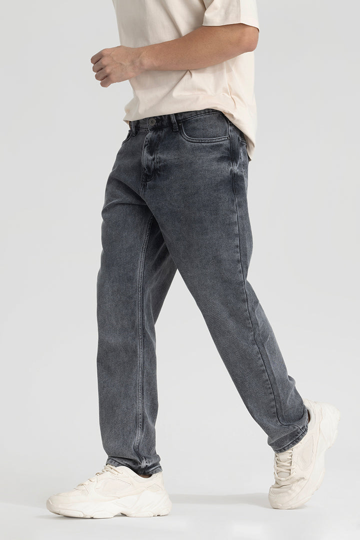 Light Grey Plain Relaxed Fit Jeans