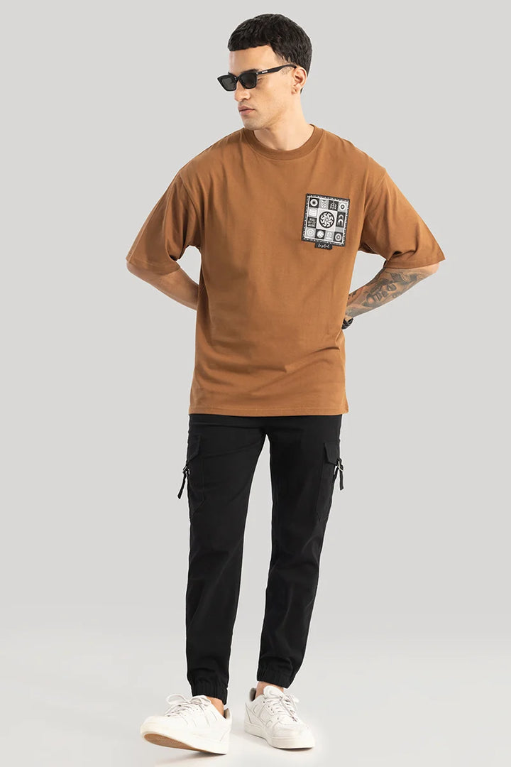 Le Soliel Brown Oversized T-Shirt