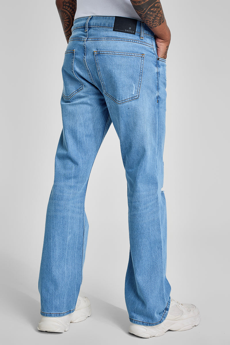 Light Blue Distressed Bootcut Jeans