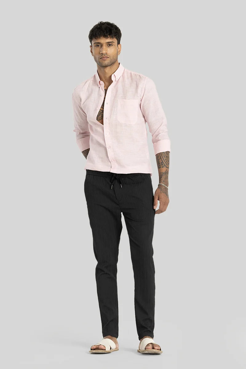 Harbor Black Plain Slim Fit Trousers