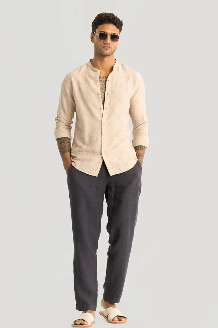 Giovanni Beige Embroidered Shirt