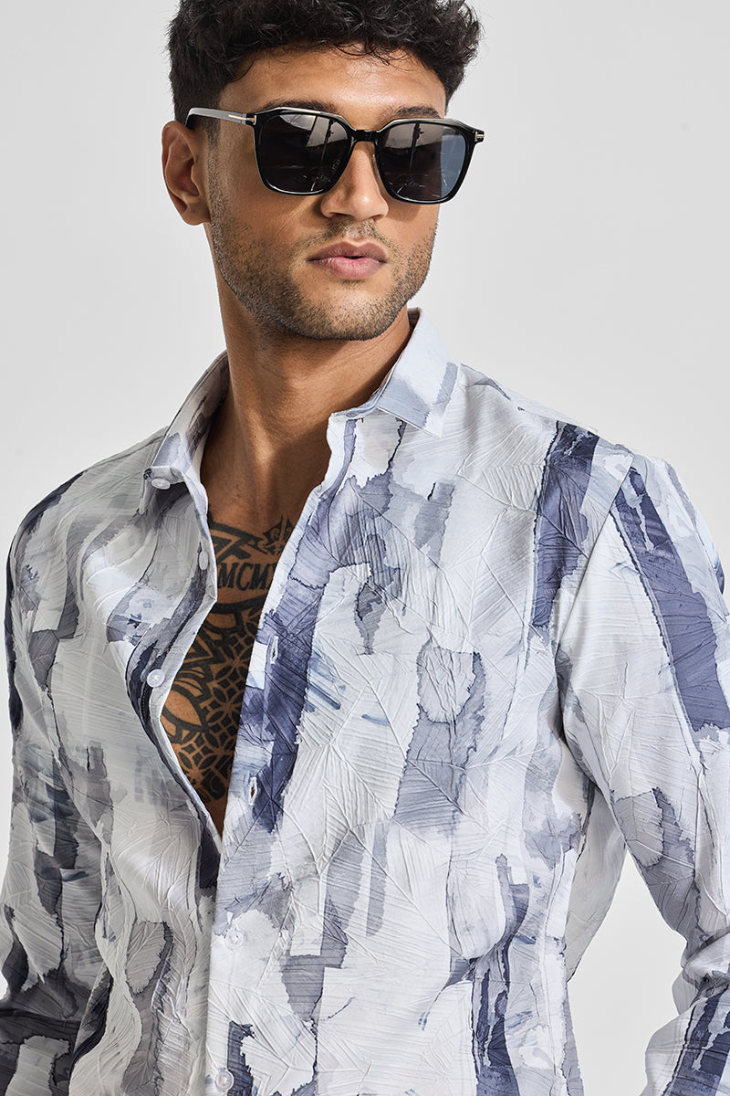 Blue Abstract Slim Fit Shirt