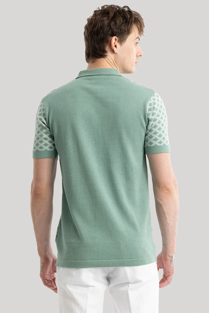 Gianna Green Geometric Polo T-Shirt