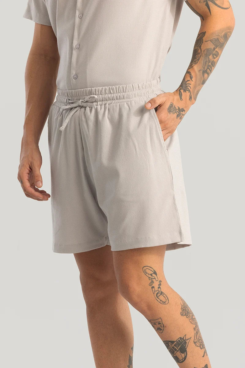 Daphne Off-White Textured Shorts