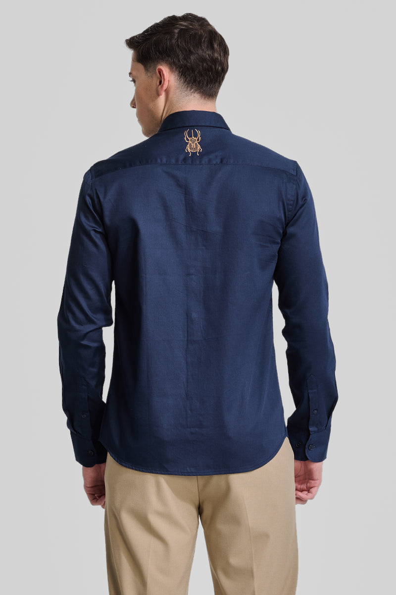 Navy Embroidered Shirt