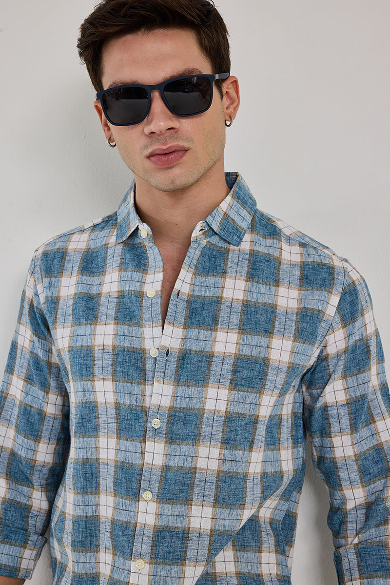 Blue Checks Linen Shirt