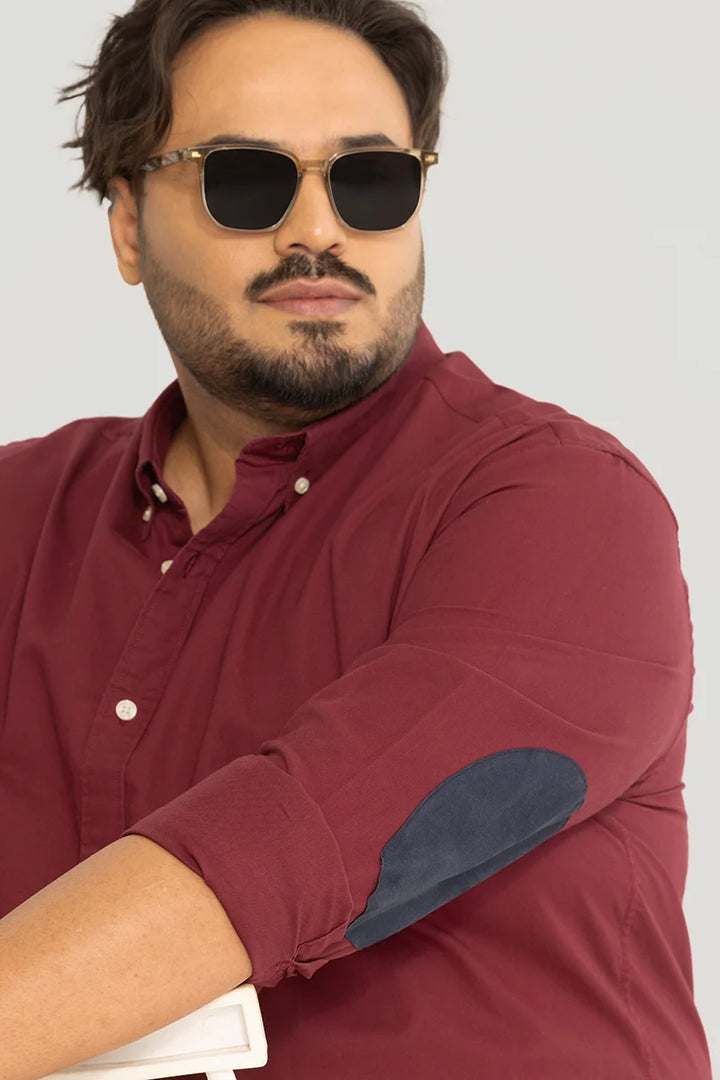 Silvano Patch Maroon Plus Size Shirt