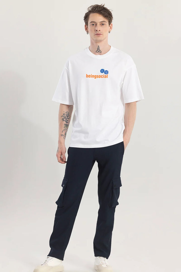 Socialitee White Graphic Oversized T-shirt