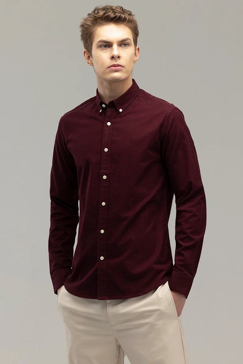 ClassicContour Plain Maroon Shirt