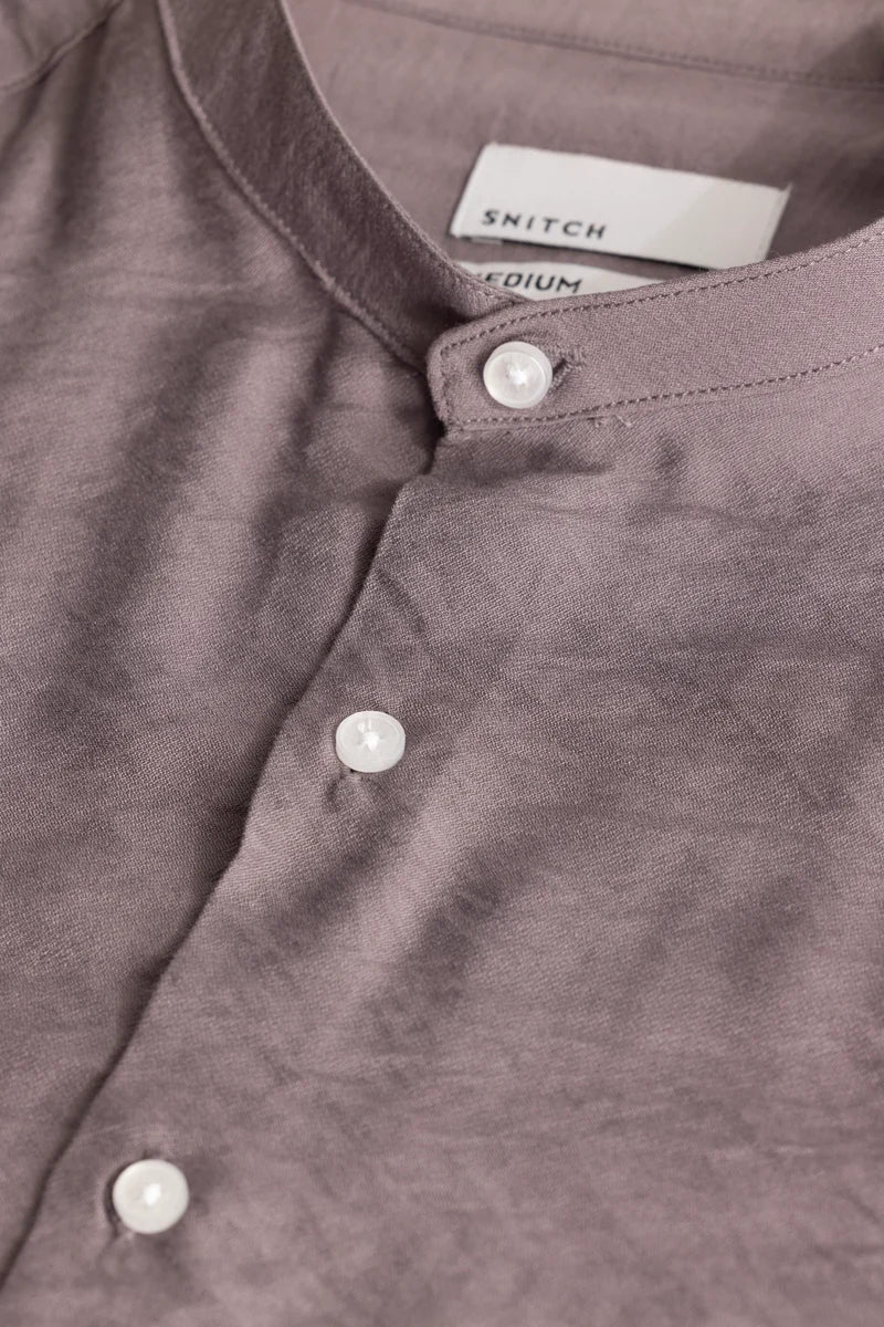 Mauve Crushed Mandarin Collar Shirt