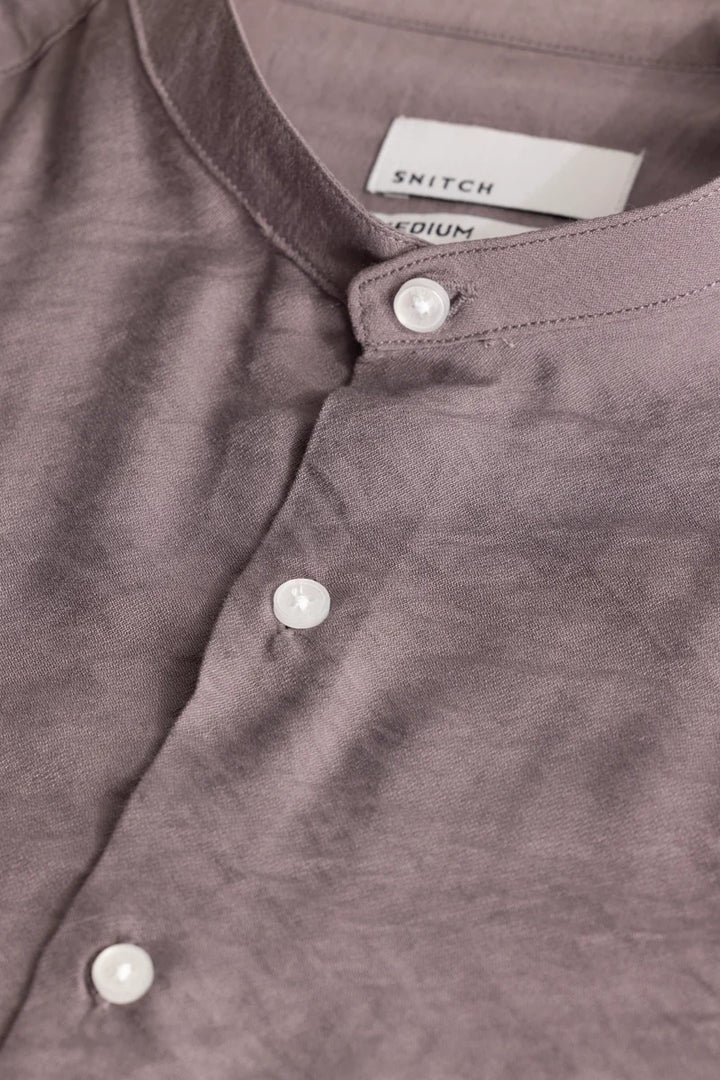 Mauve Crushed Mandarin Collar Shirt