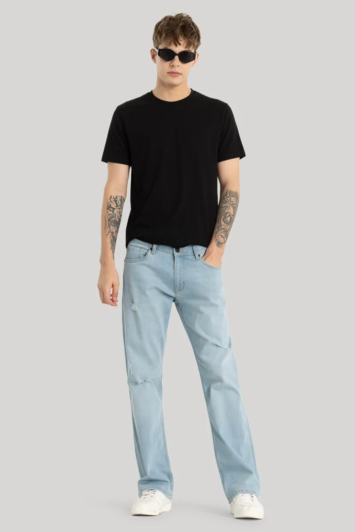 Light Blue Distressed Bootcut Jeans