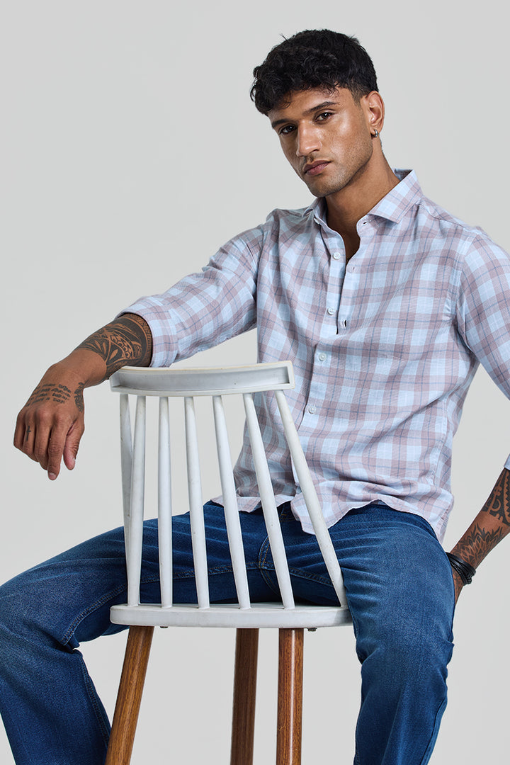 Light Blue Checks Slim Fit Shirt