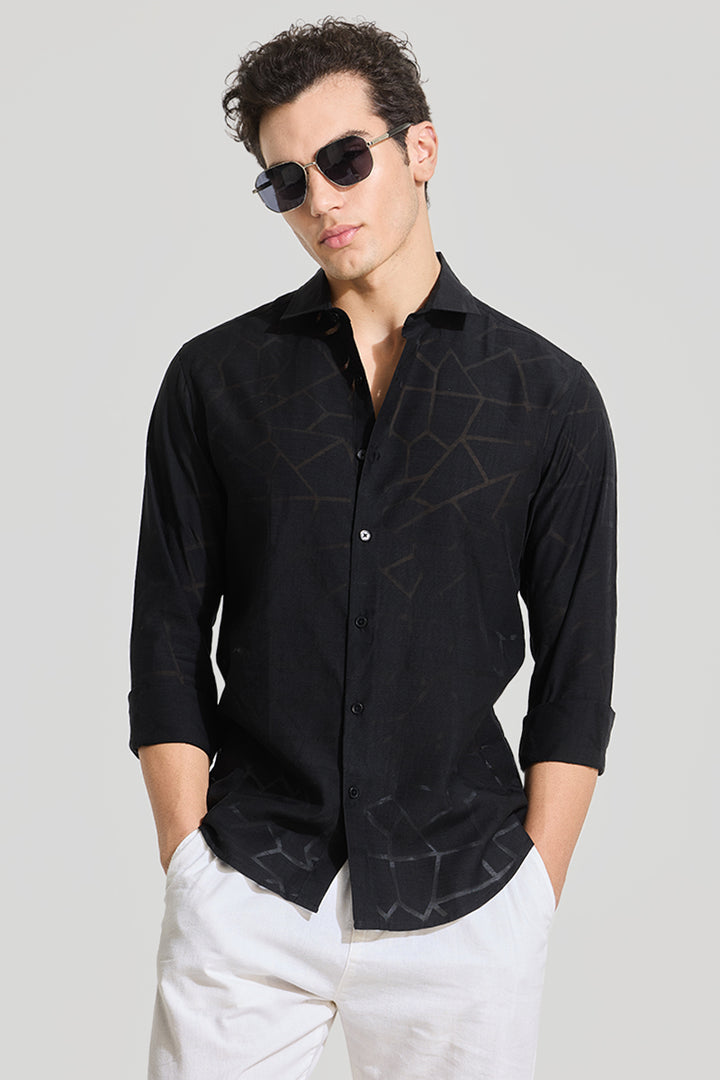 Black Self-Design Shirt