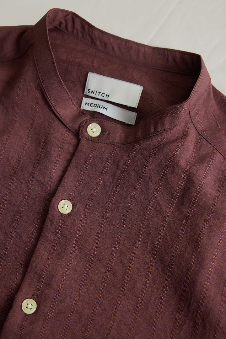 Mauve Mandarin Textured Shirt