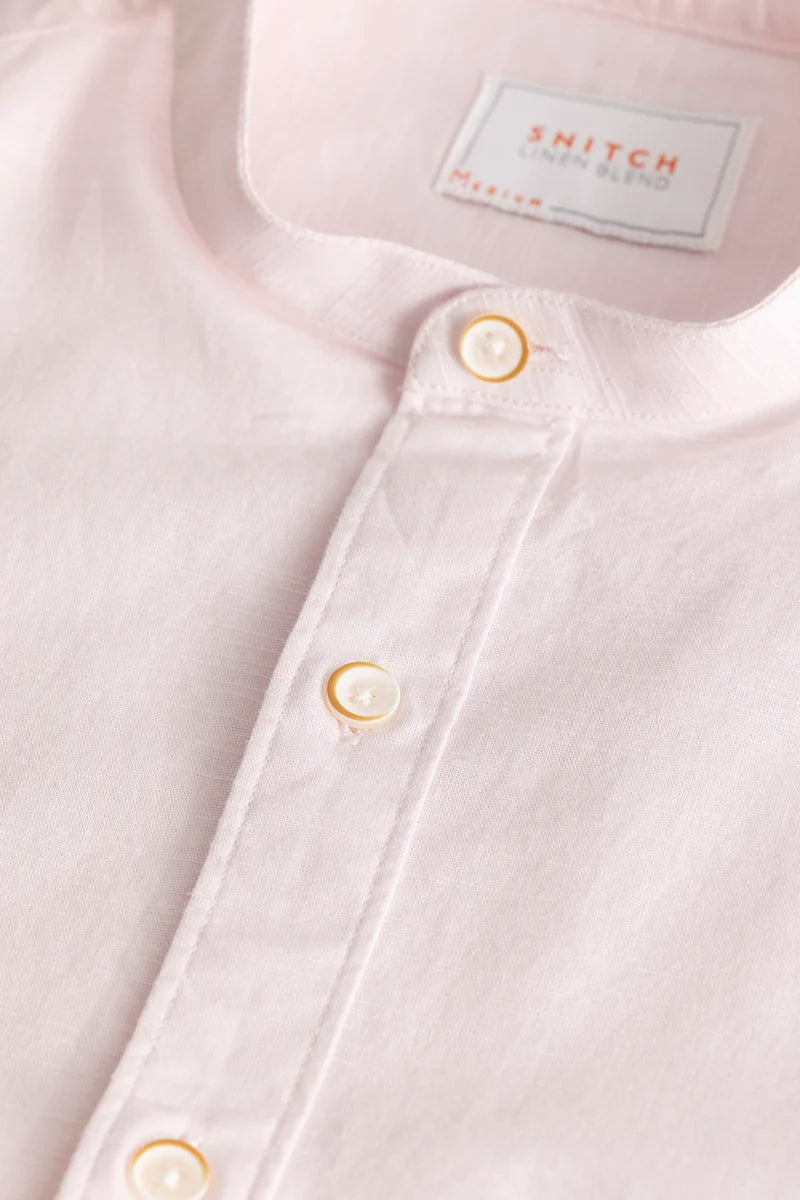 Mandarique Pink Linen Blend Shirt