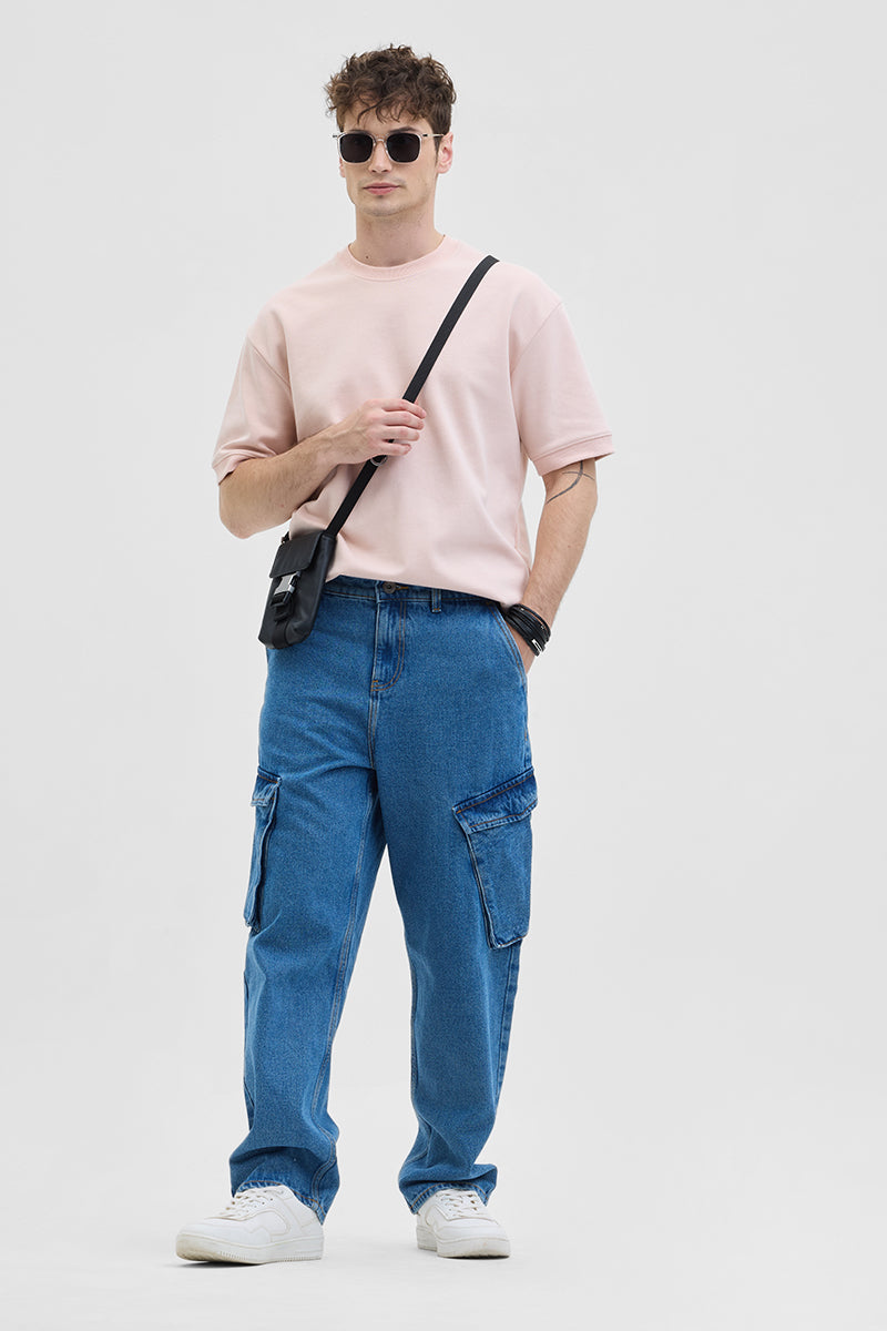 Light Blue Loose Fit Cargo Jeans