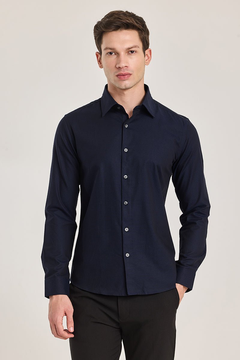 Navy Self-Design Shirt