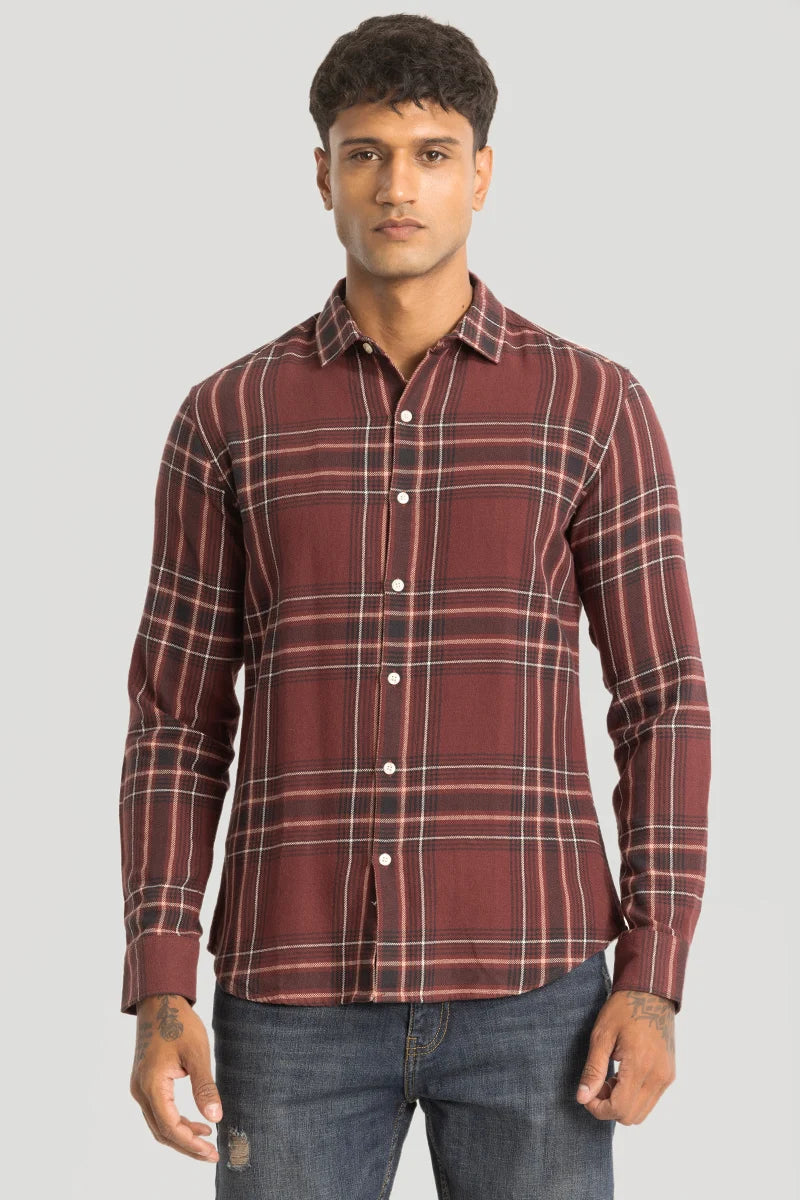 Brown Checks Slim Fit Shirt