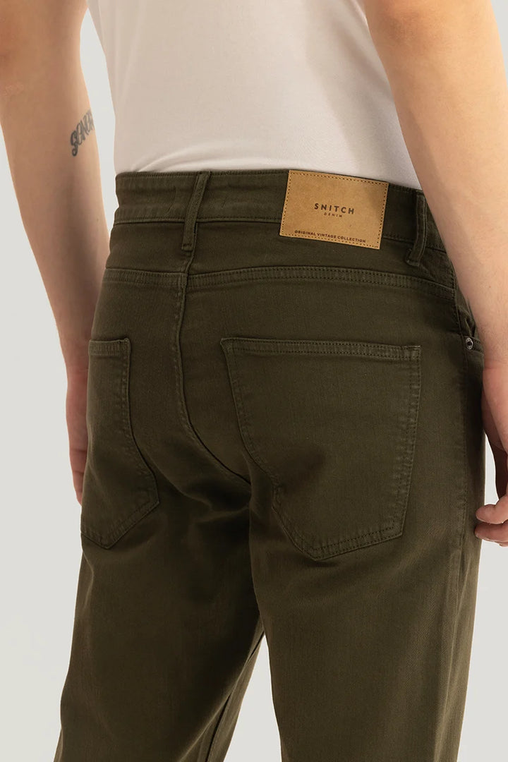 Quantum Olive Plain Skinny Fit Jeans