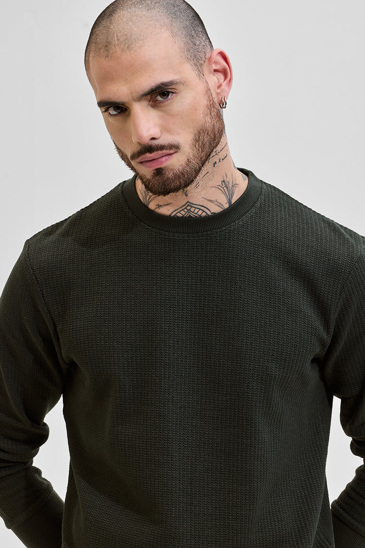 Olive Textured Sweatshirt