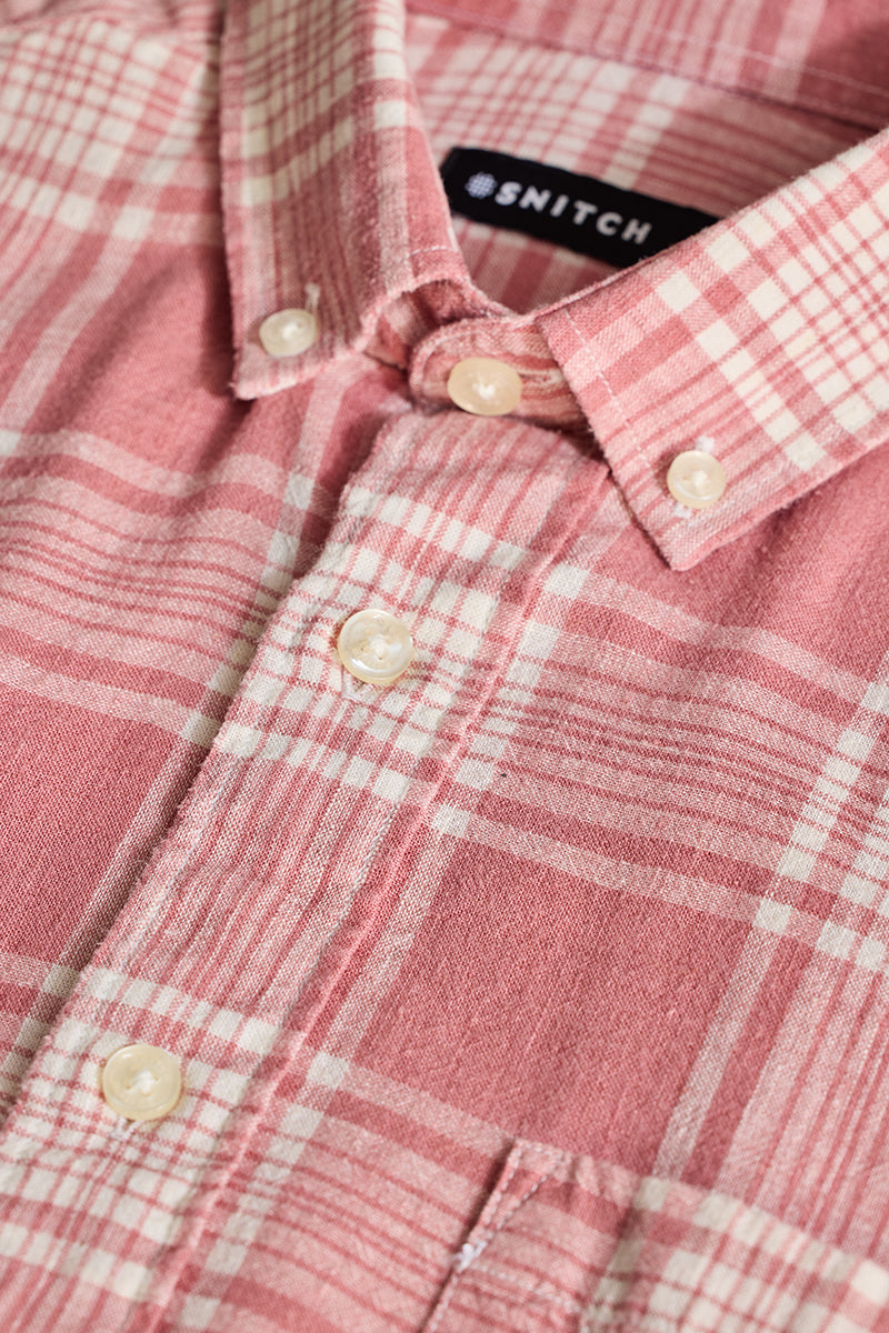 Red Checks Linen Shirt