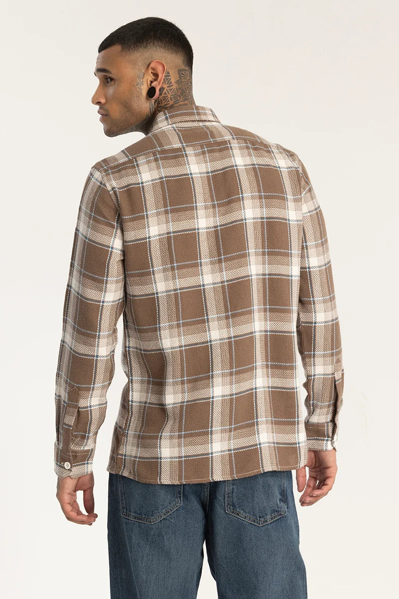 Brown Double Pocket Checks Shirt