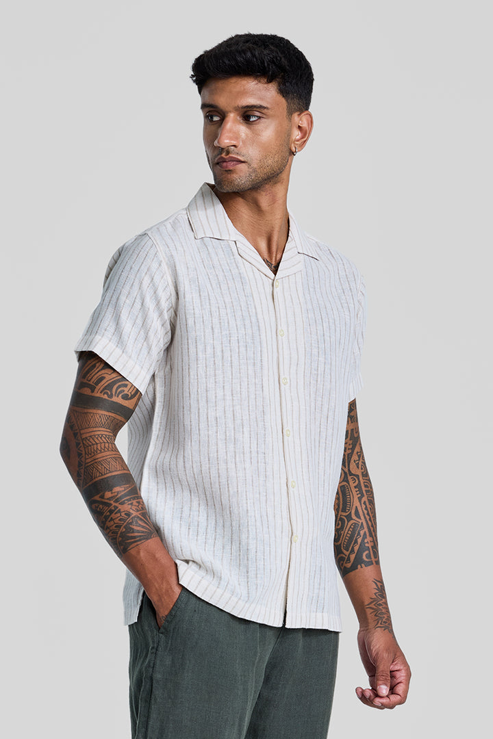 Beige Cuban Stripes Shirt