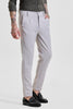 Light Grey Self-Design Slim Fit Trousers