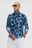 Dark Blue Abstract Slim Fit Shirt