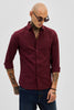 Maroon Slim Fit Stripes Shirt