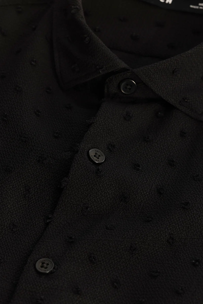 Black Textured Slim Fit Shirt