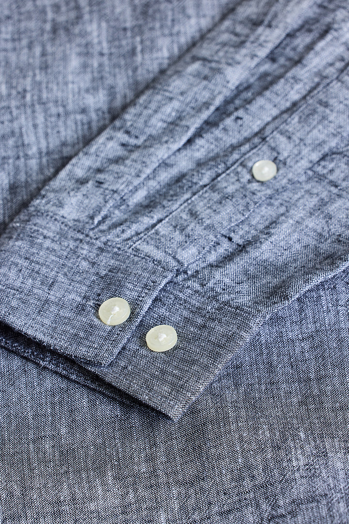 Grey Textured Linen Shirt