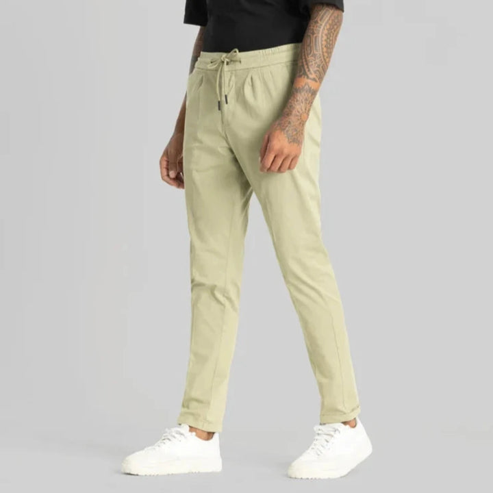 Angelo Light Green Plain Slim Fit Chinos