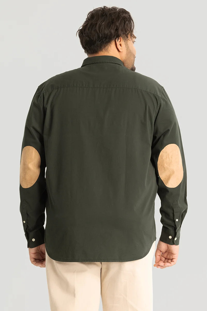 Silvano Patch Olive Plus Size Shirt