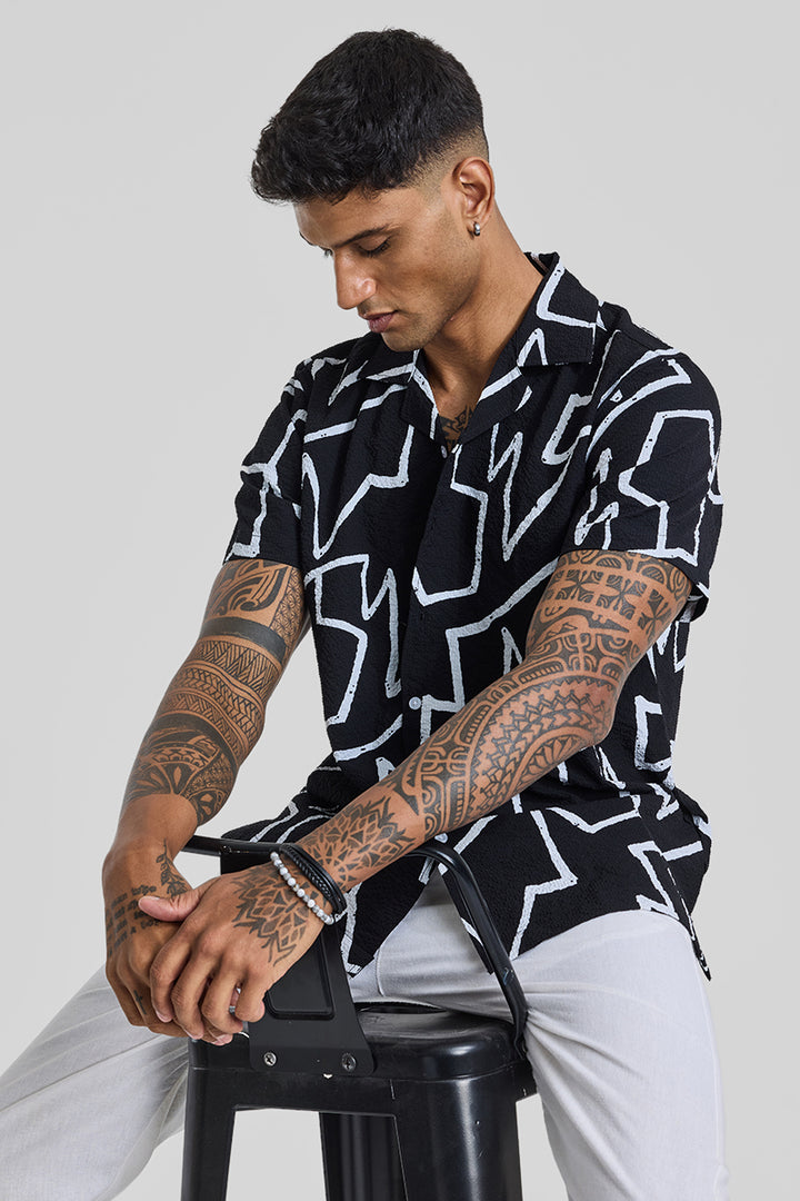 Black Abstract Slim Fit Shirt