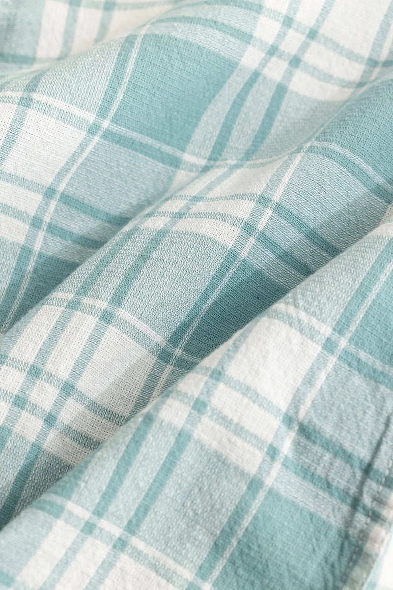 Titan Turquoise Checks Linen Shirt