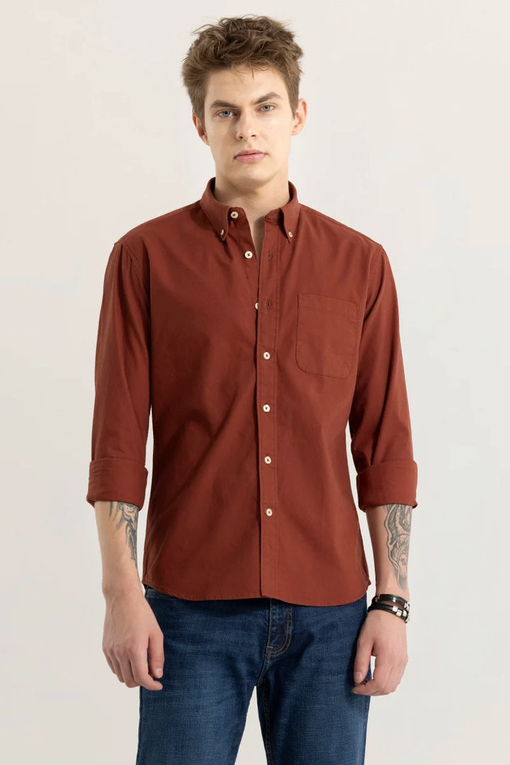 Shirtolo Plain Syrup Brown Shirt