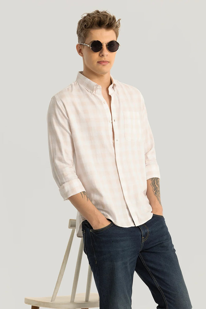 Nicolas Beige Checks Shirt