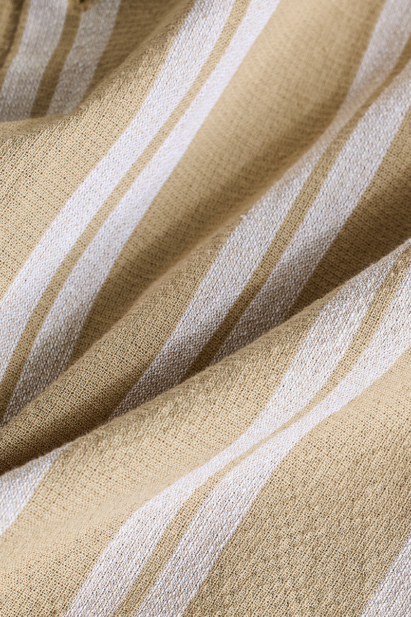 Beige Stripes Linen Shirt