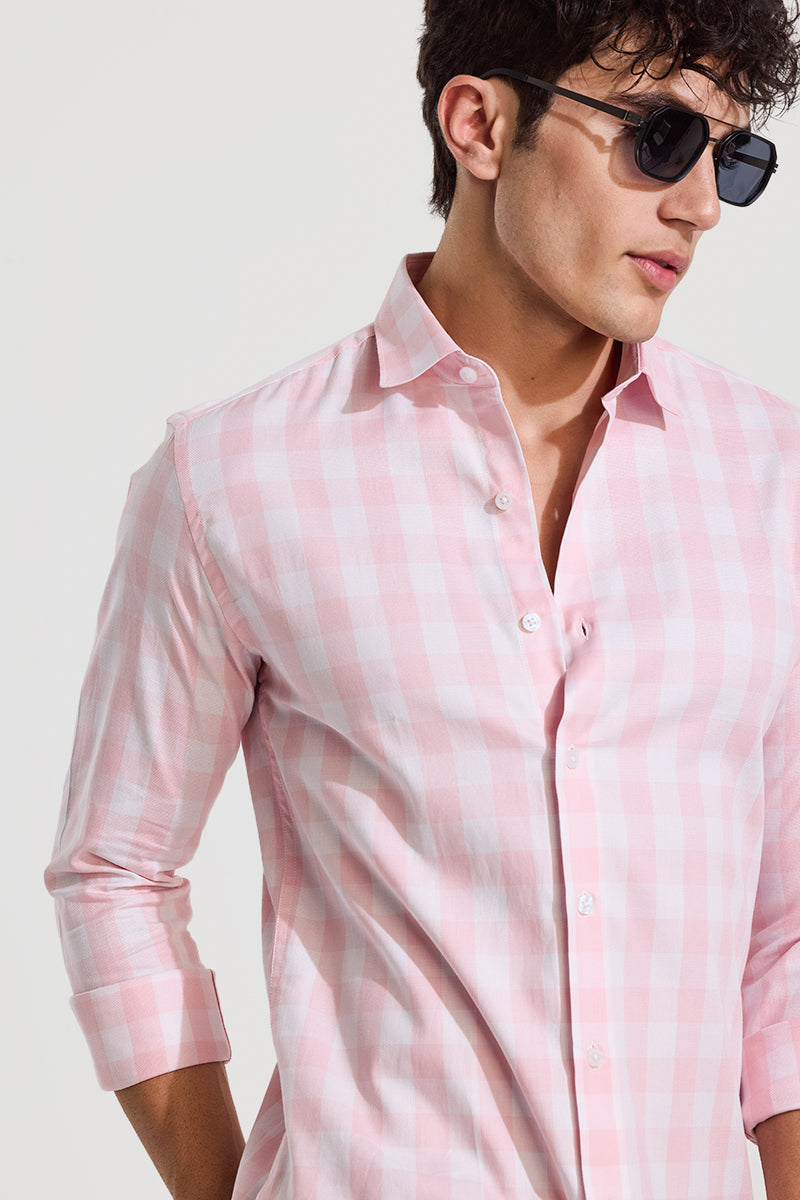 Light Pink Gingham Slim Fit Shirt