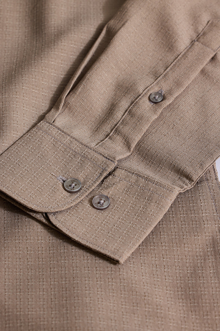 Light Brown Textured Slim Fit Shirt