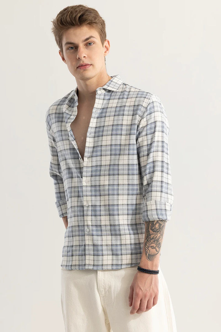 Plaided Light Blue Check Shirt