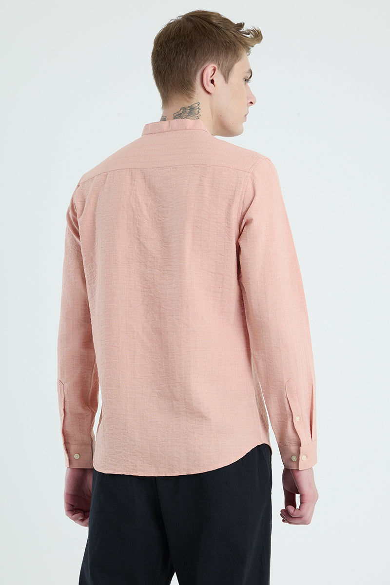 Peach Mandarin Textured Shirt