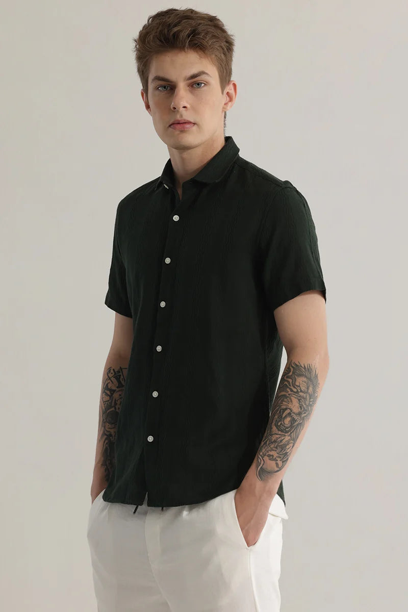 Texturique Dark Green Textured Shirt